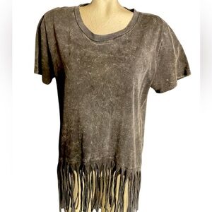 Bibi Tassel Shirt, black short sleeve, Large